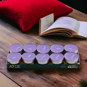 Tealight Mum 10x10 Gr Dekoratif Mumu Kandil Hediyelik Fitilli Mumluk Şamdan Lila Renk Kokusuz