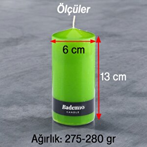 Baton Mum Yeşil Silindir Dekoratif Mumu Kandil Hediyelik Fitilli Mumlar Şamdan Kokusuz 6 X 13 Cm