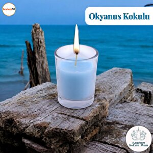 Kokulu Mum Dekoratif Mini Cam Kavanoz Bardak Mumluk Kandil Hediyelik Mavi Okyanus Kokulu Mumlar