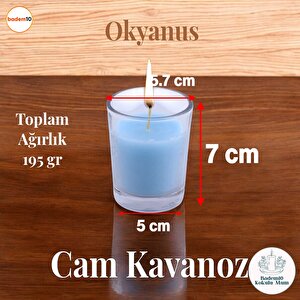 Kokulu Mum Dekoratif Mini Cam Kavanoz Bardak Mumluk Kandil Hediyelik Mavi Okyanus Kokulu Mumlar