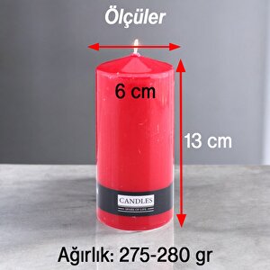Baton Mum Kırmızı Silindir Dekoratif Mumu Kandil Hediyelik Fitilli Mumlar Şamdan Kokusuz 6 X 13 Cm