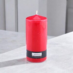 Baton Mum Kırmızı Silindir Dekoratif Mumu Kandil Hediyelik Fitilli Mumlar Şamdan Kokusuz 6 X 13 Cm