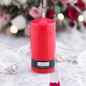 Baton Mum Kırmızı Silindir Dekoratif Mumu Kandil Hediyelik Fitilli Mumlar Şamdan Kokusuz 6 X 13 Cm