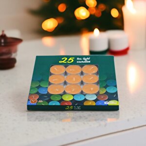 Tealight Mum 25x10 Gr Dekoratif Mumu Kandil Hediyelik Fitilli Mumluk Şamdan Turuncu Renk Kokusuz