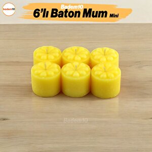 Baton Mum Mini 6'lı Sarı Renk Silindir Dekoratif Mumu Kandil Hediyelik Fitilli Mumlar Şamdan Kokusuz