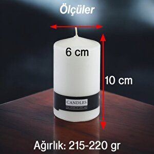 Baton Mum Beyaz Silindir Dekoratif Mumu Kandil Hediyelik Fitilli Mumlar Şamdan Kokusuz 6 X 10 Cm