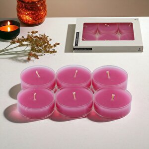 Tealight Kapsül Mum 6x35 Gr Dekoratif Mumu Kandil Hediyelik Fitilli Mumluk Şamdan Pembe Renk Kokusuz