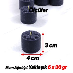 Baton Mum Mini 6'lı Siyah Silindir Dekoratif Mumu Kandil Hediyelik Fitilli Mumlar Şamdan Kokusuz