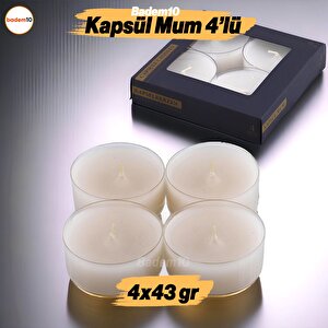 Tealight Kapsül Mum 4x43 Gr Dekoratif Mumu Kandil Hediyelik Fitilli Mumluk Şamdan Krem Renk Kokulu