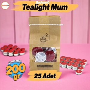 Tealight Mum 200 Gr Dekoratif Mumu Kandil Hediyelik Fitilli Mumlar Şamdan Kırmızı Çilek Kokulu