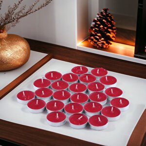 Tealight Mum 200 Gr Dekoratif Mumu Kandil Hediyelik Fitilli Mumlar Şamdan Kırmızı Çilek Kokulu