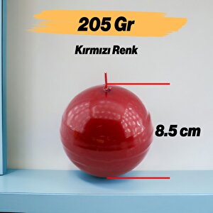 Top Mum 8 Cm Dekoratif Mumu Kandil Hediyelik Fitilli Mumluk Şamdan Metalik Boya Kırmızı Renk Kokusuz