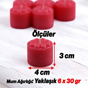 Baton Mum Mini 6'lı Kırmızı Silindir Dekoratif Mumu Kandil Hediyelik Fitilli Mumlar Şamdan Kokusuz