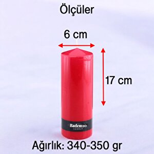 Baton Mum Kırmızı Silindir Dekoratif Mumu Kandil Hediyelik Fitilli Mumlar Şamdan Kokusuz 6 X 17 Cm
