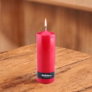Baton Mum Kırmızı Silindir Dekoratif Mumu Kandil Hediyelik Fitilli Mumlar Şamdan Kokusuz 6 X 17 Cm