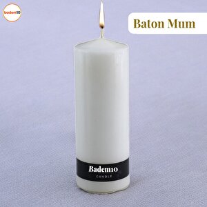 Baton Mum Beyaz Silindir Dekoratif Mumu Kandil Hediyelik Fitilli Mumlar Şamdan Kokusuz 6 X 17 Cm