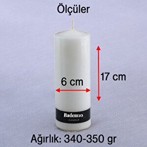 Baton Mum Beyaz Silindir Dekoratif Mumu Kandil Hediyelik Fitilli Mumlar Şamdan Kokusuz 6 X 17 Cm