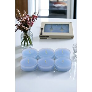 Tealight Kapsül Mum 6x35 Gr Dekoratif Mumu Kandil Hediyelik Fitilli Mumluk Şamdan Mavi Renk Kokulu