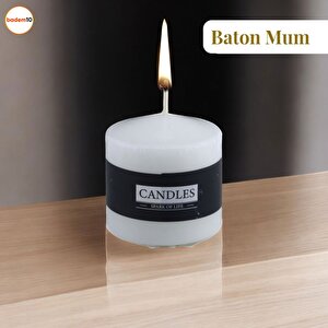 Baton Mum Beyaz Silindir Dekoratif Mumu Kandil Hediyelik Fitilli Mumlar Şamdan Kokusuz 6 X 6 Cm