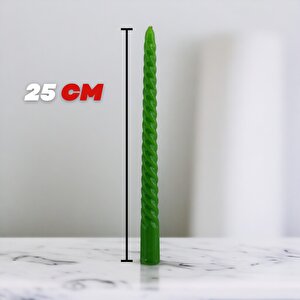 Şamdan Mum Burgulu 2'li Yeşil Dekoratif Mumu Kandil Hediyelik Fitilli Mumluk 25 Cm