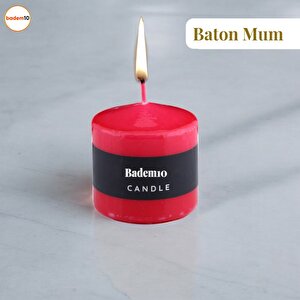 Baton Mum Kırmızı Silindir Dekoratif Mumu Kandil Hediyelik Fitilli Mumlar Şamdan Kokusuz 6 X 6 Cm