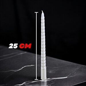 Şamdan Mum Burgulu 2'li Beyaz Dekoratif Mumu Kandil Hediyelik Fitilli Mumluk 25 Cm