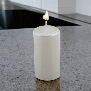 Baton Mum Metalik Kaplama Beyaz Silindir Dekoratif Mumu Kandil Hediyelik Mumlar Şamdan Kokusuz 8 Cm