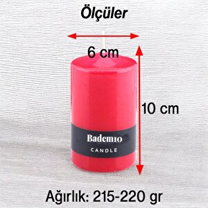 Baton Mum Kırmızı Silindir Dekoratif Mumu Kandil Hediyelik Fitilli Mumlar Şamdan Kokusuz 6 X 10 Cm