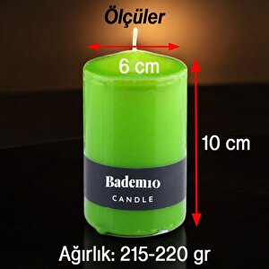Baton Mum Yeşil Silindir Dekoratif Mumu Kandil Hediyelik Fitilli Mumlar Şamdan Kokusuz 6 X 10 Cm