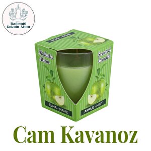 Kokulu Mum Dekoratif Mini Cam Kavanoz Bardak Mumluk Kandil Hediyelik Yeşil Elma Nane Kokulu Mumlar