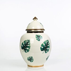 Yaprak Desenli Şah Küp Yeşil 35 Cm Ak.nrh0086