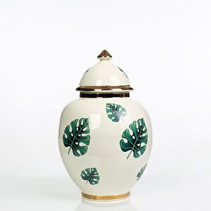 Yaprak Desenli Şah Küp Yeşil 35 Cm Ak.nrh0086