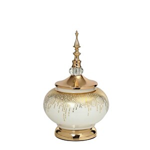 Sultan Gold Kapaklı Vazo Ak.je0028