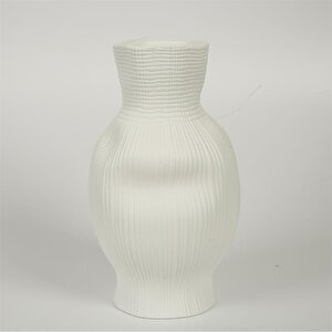 Vitale Beyaz Darbeli Vazo Uzun 17*17*30 Cm Ak.jm00008