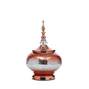Sultan Bronz Kapaklı Vazo 21x21x30 Cm Ak.je0051