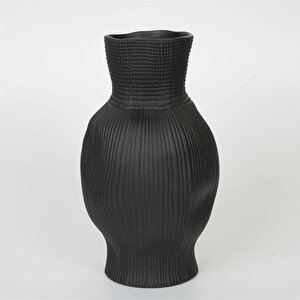 Siyah Darbeli Vazo Kısa 15*15*23 Cm Ak.jm00011