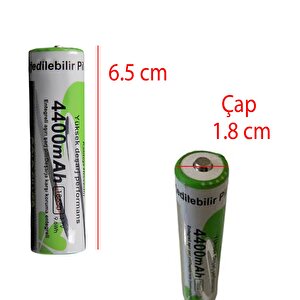 Şarj Edilebilir Pil 18650 Kodlu 4400 Mah 3.7 Volt Li-on Batarya Akü Şarjlı 1 Adet