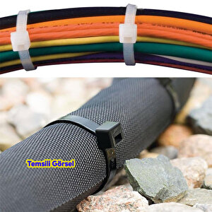 10 Adet Cırt Kelepçe 4,8x500 Mm Plastik Beyaz Renk Kablo Zip Bağı Çok Amaçlı Bağlama