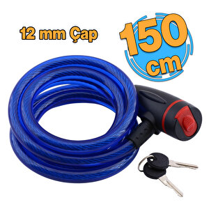 Bisiklet Halat Zincir Kilit 150 Cm Motosiklet Çelik Kilit Çap 12 Mm Ø  Hırsız Önleme Güvenlik 1 Adet