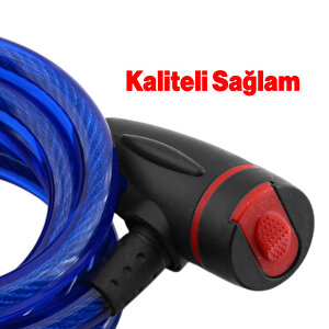 Bisiklet Halat Zincir Kilit 150 Cm Motosiklet Çelik Kilit Çap 12 Mm Ø  Hırsız Önleme Güvenlik 1 Adet