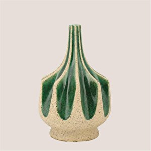 Seramik Yeşil Krem Summer Vazo 21*21*31 Cm