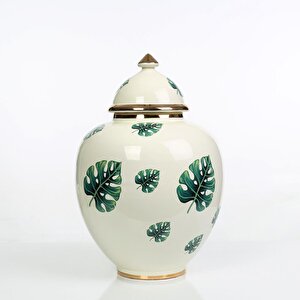 Yaprak Desenli Şah Küp Yeşil 38 Cm Ak.nrh0085