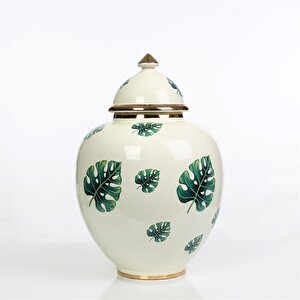 Yaprak Desenli Şah Küp Yeşil 38 Cm Ak.nrh0085