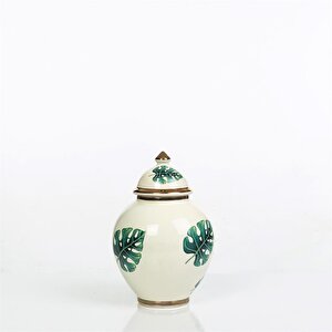 Yaprak Desenli Şah Küp Yeşil 21 Cm Ak.nrh0088