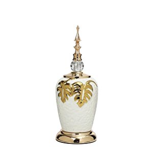 Silver Beyaz Kapaklı Kısa Vazo 13x13x35 Cm Ak.je0167