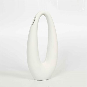Oval Beyaz Vazo 8*20*41 Cm