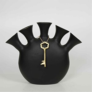 Anahtarlı Siyah Vazo 8*36*29 Cm