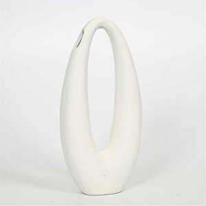 Vitale Oval Beyaz Vazo 7*16*33 Cm