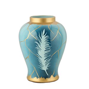 Plume Mavi Seramik Vazo 35 Cm Ak.wlt0536