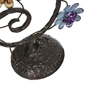 Saga Çiçekli Metal Mumluk 11x40 Cm Ak.ga0022
